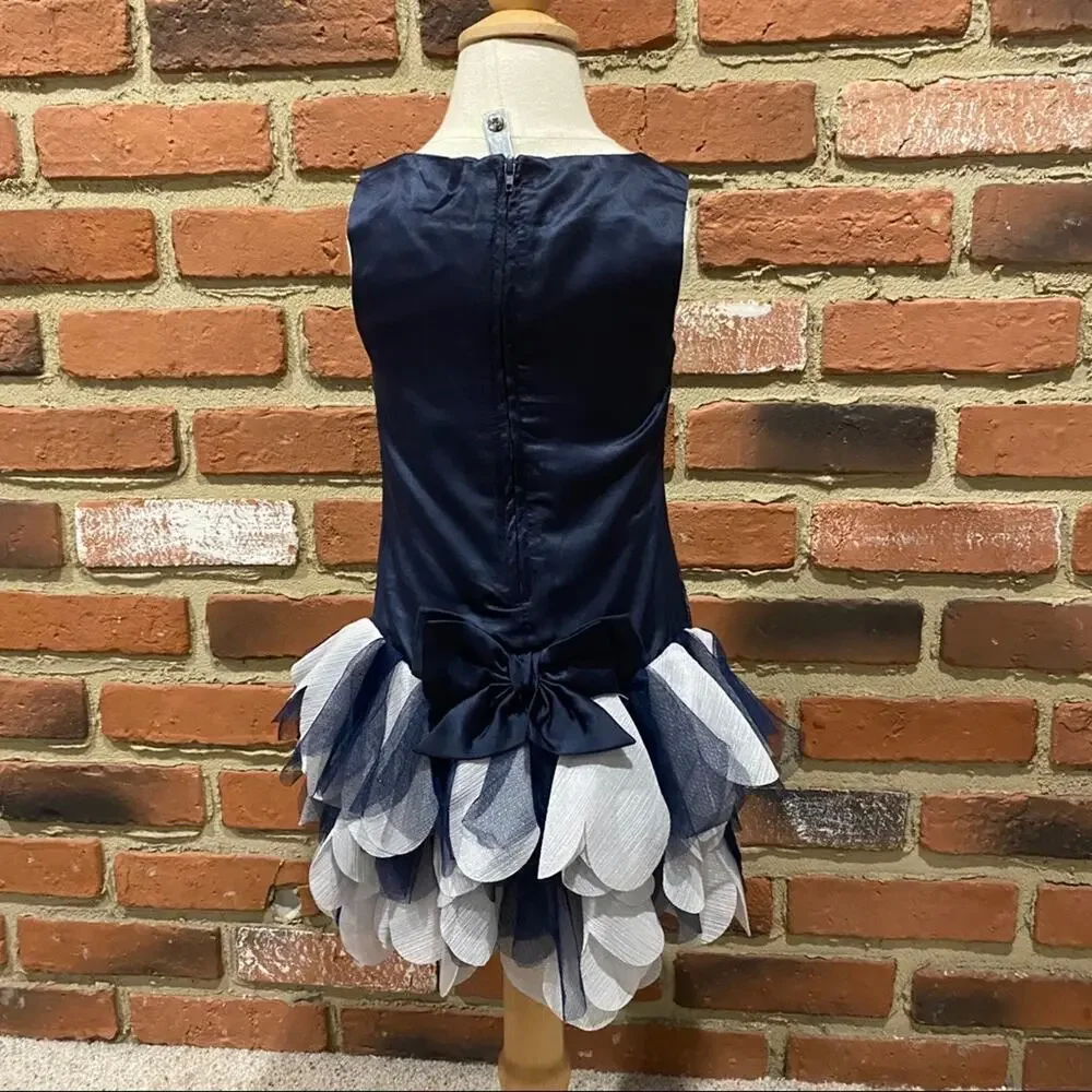 Toddler Girl Biscotti Dress Sz 2T Navy Blue Silver Special Occasion Fancy Dress